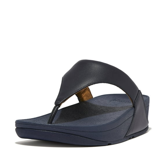 FitFlop Women's Lulu Leather Toe Post Wedge Sole Thong Sandal