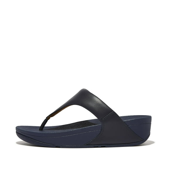FitFlop Women's Lulu Leather Toe Post Wedge Sole Thong Sandal