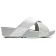 thumbnail image 1 of FitFlop Womens Lulu Glitterdust Cross Slides Synthetic Leather Sandals, 1 of 4