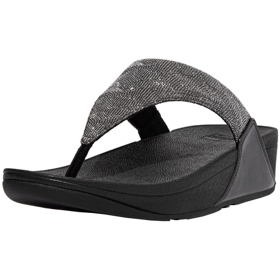 FitFlop™ Women's Lulu Glitz Toe-Post Sandal, All Black, Size 8