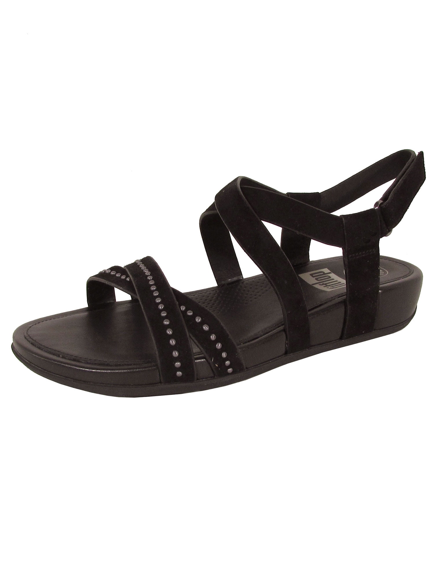FitFlop Womens Lumy Criss Cross Suede With Studs Sandal Shoes Black US 9