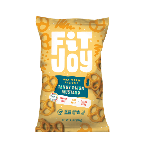 FitJoy Grain Free Pretzels Tangy Dijon Mustard 4.5 oz Pack of 4