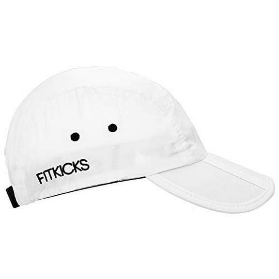 FitKicks Folding Adjustable Cap UPF 50+ Active Lifestyle Hat Unisex Headgear (White V2)