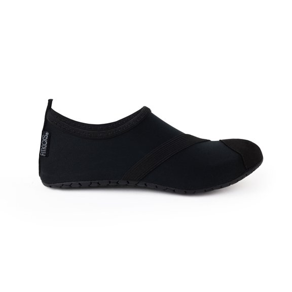 FitKicks Original Women's Foldable Active Lifestyle Minimalist Footwear Barefoot Yoga Sporty Water Shoes (Large, Black V2)