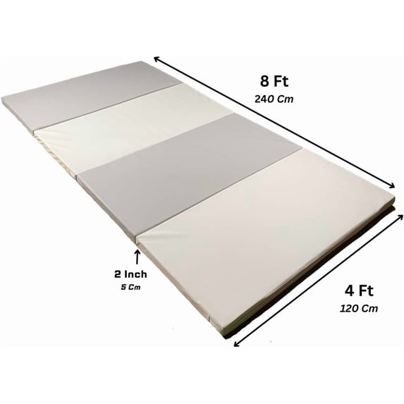FitMats 4-Fold 4'x8'x2" Exercise Mat - Thick Comfortable Foam, Easy to Store & Carry - Ideal for Yoga, Pilates, Stretching, & Home Fitness Workouts