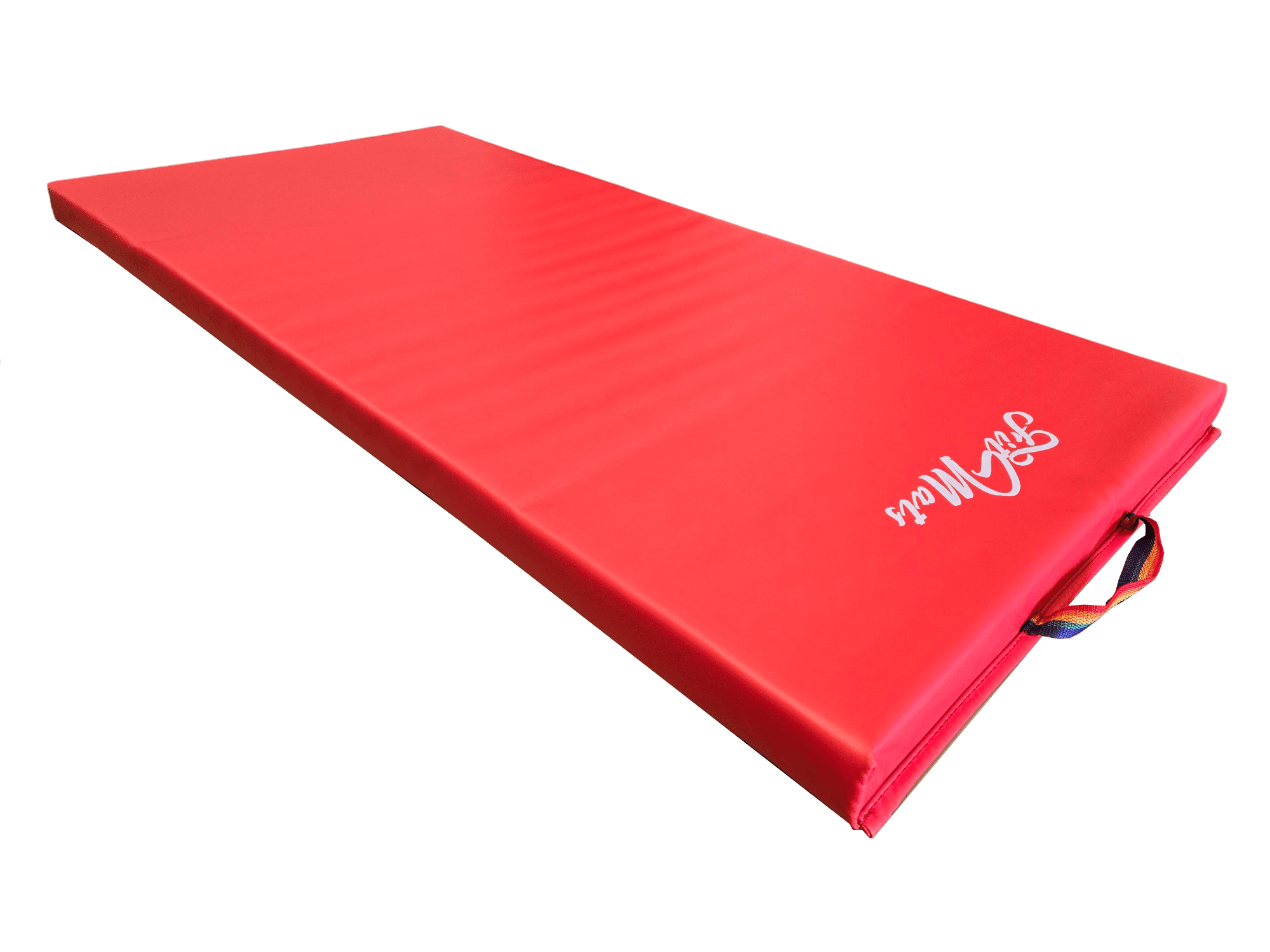 FitMats Single Red Mat with G/Y/R Handles Exercise Mat - 4ft x 2ft - Thick Comfortable Foam, Easy to Store & Carry - Ideal for Yoga, Pilates, Stretching, & Home Fitness Workouts