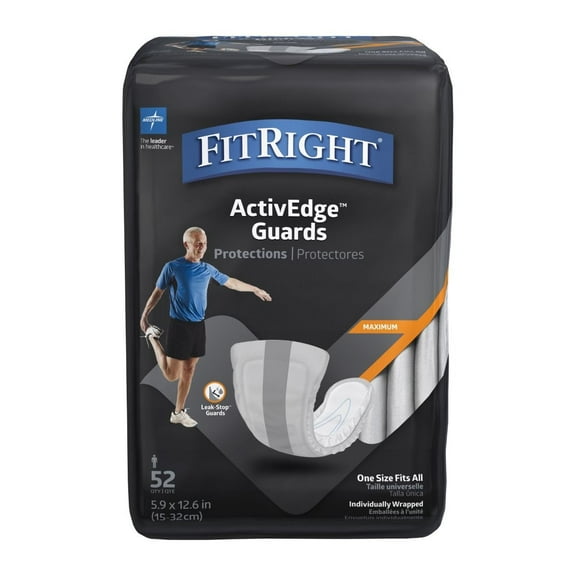 FitRight ActiveEdge Male Guards, Incontinence Pads, Maxium Absorbency, 208 Count