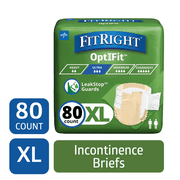 FitRight Adult Incontinence Briefs, Diapers with Tabs, Ultra Absorbent, XL, 56in to 64in, 80 Count