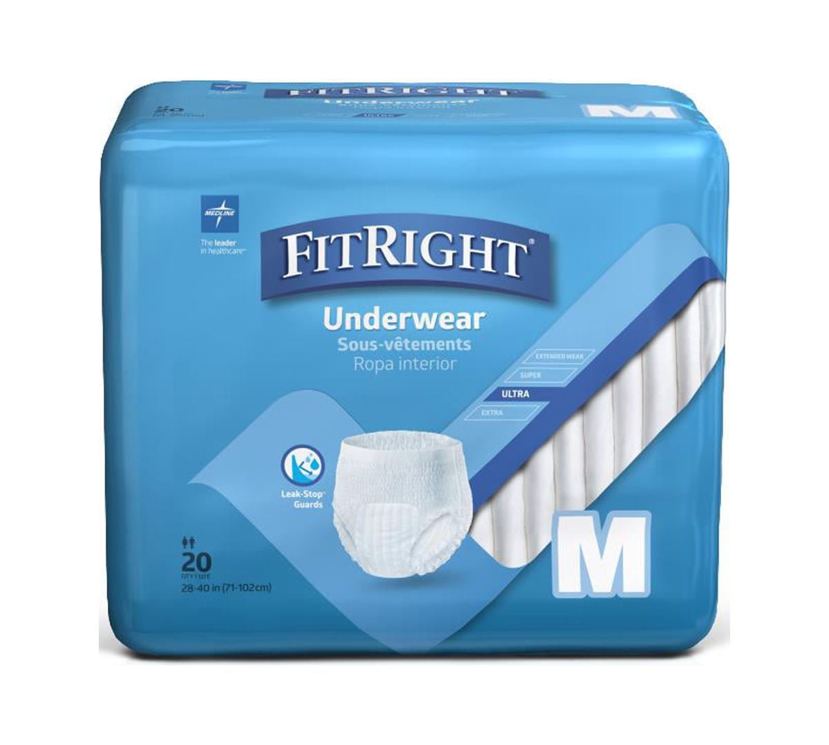 FitRight Adult Ultra Protective Underwear, 20 ct, Heavy Absorbency, Medium  28-40