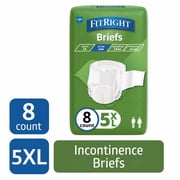 FitRight Bariatric Adult Incontinence Briefs, Diapers with Tabs, Super Absorbent, Size 5XL, 90-106 in 8 Count