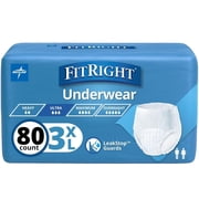 FitRight Bariatric Incontinence Underwear for Men and Women, Adult Diapers, Super Absorbent, 3XL, 75in to 94in, 80 Count