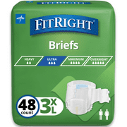 FitRight Bariatric Ultra Absorbent Adult Incontinence Diapers, 3XL, 48 Count