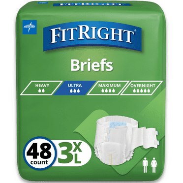 FitRight Bariatric Ultra Absorbent Adult Incontinence Diapers, 3XL, 48 Count