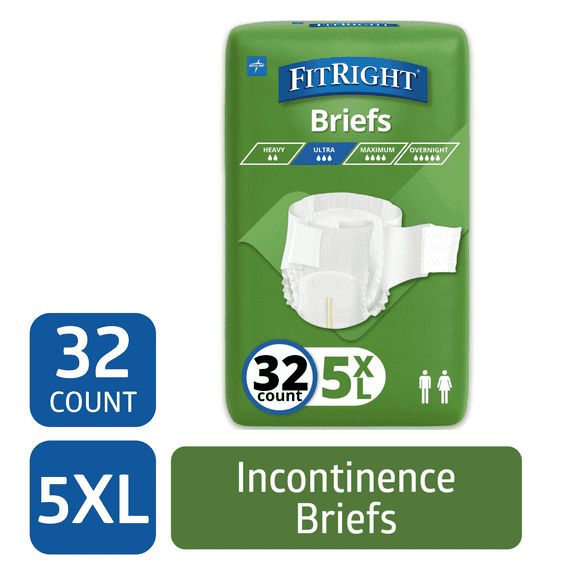 FitRight Bariatric Adult Diapers, Ultra Heavy Absorbency, 5XL (Waist Size 90in-106in), 32 Count