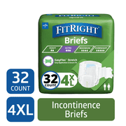 FitRight Bariatric Adult Incontinence Briefs, Diapers with Tabs, Super Absorbent, 4XL, 65in to 94in, 32 Count