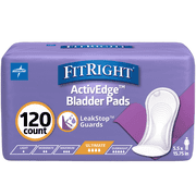 FitRight Bladder Control Incontinence Pads for Women, Ultimate Absorbency, 6 x 16 in, 120 Count