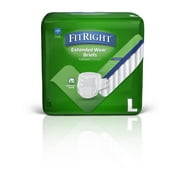FitRight Extended Wear Briefs, Overnight Adult Diapers, Large, 60 Count