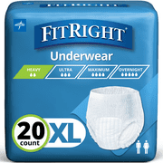 FitRight Unisex Incontinence Underwear, Heavy Absorbency,XL,20 Count