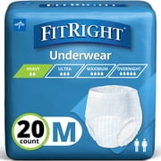 FitRight OptiFit Extra Protective Underwear, Adult Disposable Underwear, Moderate Absorbency, Fits Waist 28 in to 40 in, Medium, 20 Count