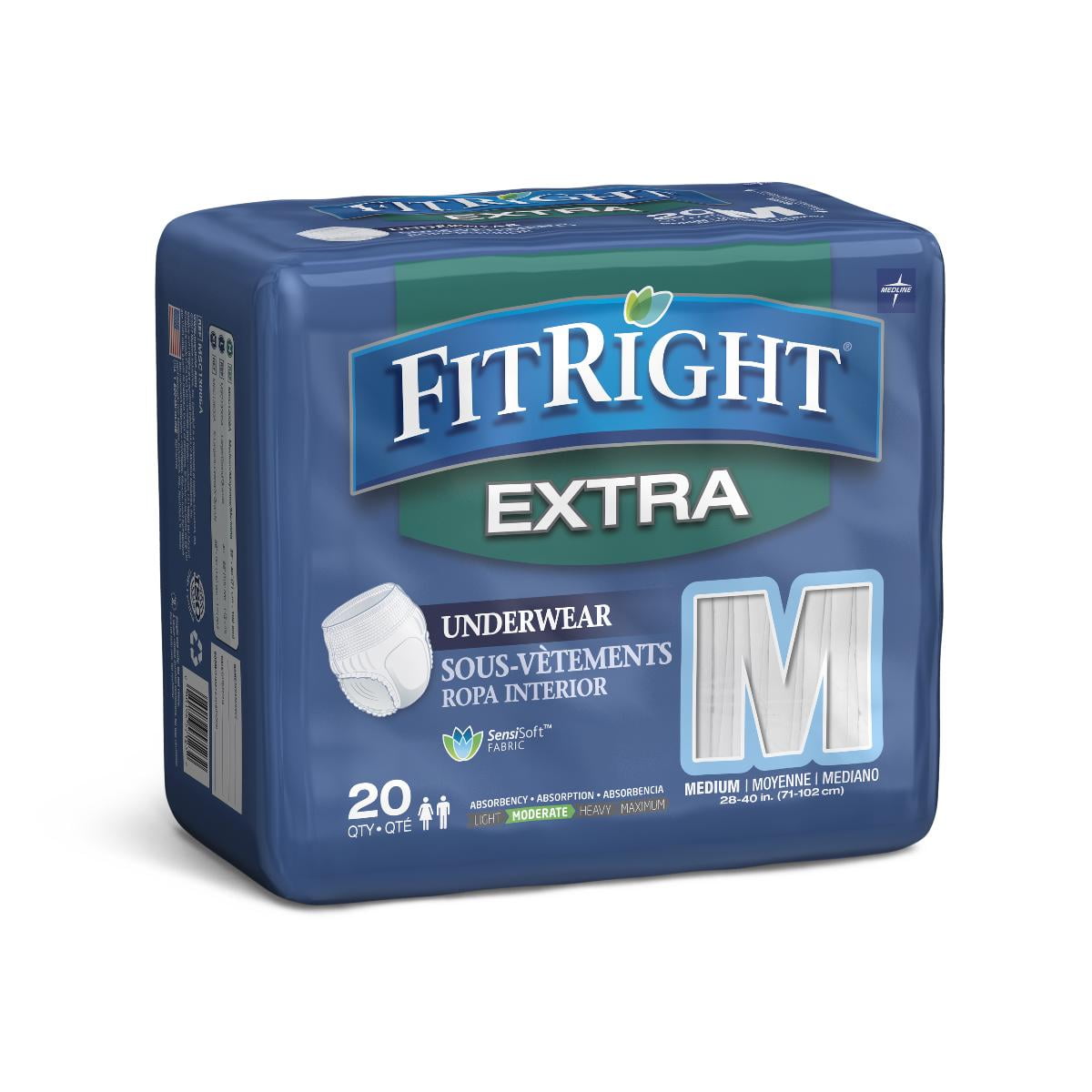 FitRight Extra Protective Underwear Adult Disposable Underwear Moderate Absorbency Fits Waist 28