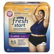 FitRight Fresh Start Incontinence Underwear for Women, Ultimate Absorbency, XL, Black, 12 ct