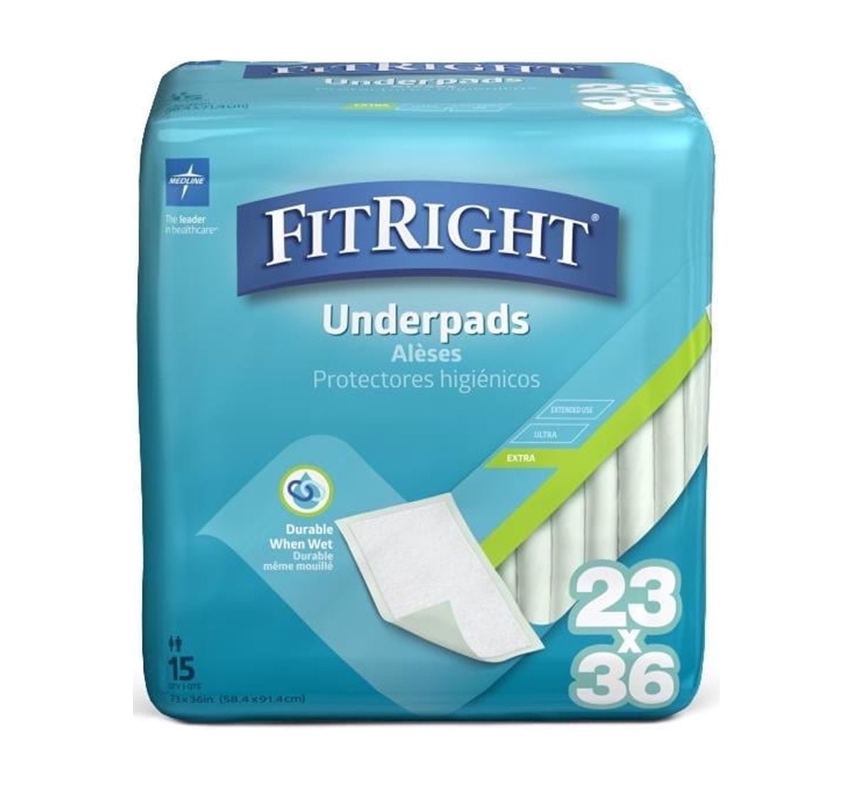 FitRight Disposable Adult Bed Pads for Incontinence, Furniture, or Pets, Medium, Heavy Absorbency, Peach, 30 x 30in, 90 Count