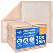 FitRight Heavy Absorbency Disposable Underpads, Super Absorbent Polymer and Fluff Core, 30 in x 36 in, 100 Count