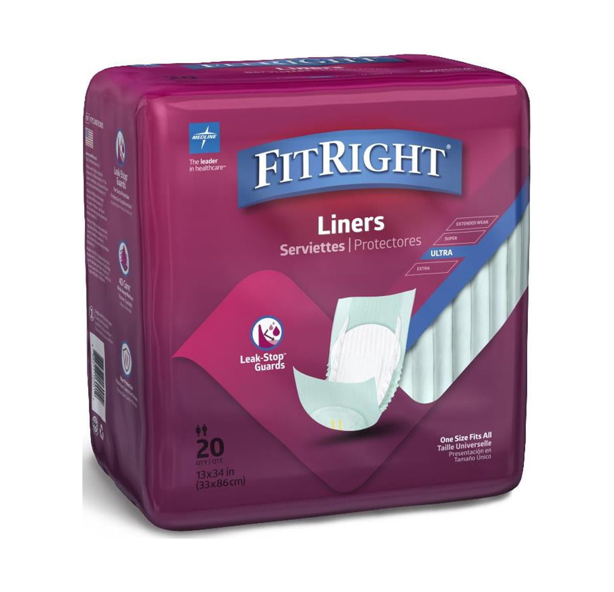 FitRight Incontinence Adult Liners, 20 ct, Ultra Absorbency 
