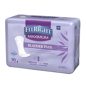 FitRight Incontinence Bladder Control Pads, Maximum Absorbency, 10 Count