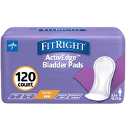 FitRight Incontinence Bladder Control Pads, Maximum Absorbency, 5.5" x 13.75", 10 Count Pack of 12