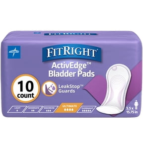 FitRight Incontinence Bladder Control Pads, Ultimate Absorbency, 10 Count