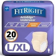 FitRight Incontinence Underwear for Women, Adult Diapers, Extra Absorbent, Large/XL, 40in to 56in, 20 Count