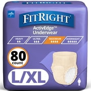 FitRight Incontinence Underwear for Women, Adult Diapers, Extra Absorbent, Large/XL, 40in to 56in, 80 Count