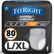 FitRight Men's Maximum Absorbency Disposable Underwear, L/XL, 80 Count