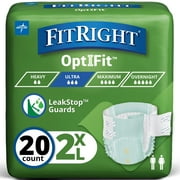 FitRight Adult Incontinence Briefs, Diapers with Tabs, Ultra Absorbent, Large, 60in to 70in, 20 Count