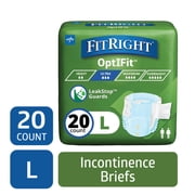FitRight Adult Incontinence Briefs, Diapers with Tabs, Ultra Absorbent, Large, 44in to 56in, 20 Count
