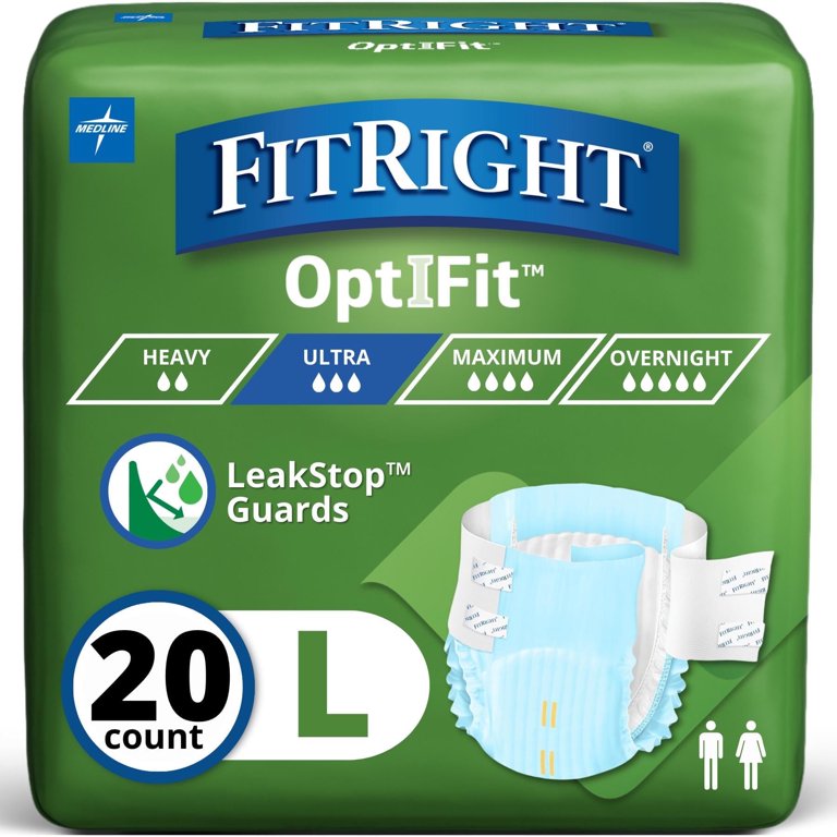 FitRight Adult Incontinence Briefs, Diapers with Tabs, Ultra