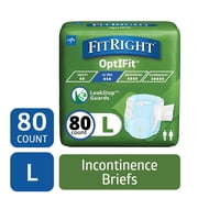 FitRight OptiFit Briefs, Ultra Absorbency, Disposable Adult Briefs with Tabs, Large, 44 in to 56 in, 4 Bags of 20 80 Count