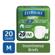 FitRight Adult Incontinence Briefs, Diapers with Tabs, Ultra Absorbent, Medium, 32in to 44in, 20 Count