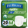 thumbnail image 1 of FitRight OptiFit Briefs, Ultra Absorbent, Disposable Adult Briefs with Tabs, Medium, 32"-44", 20 Count, 1 of 6