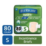 FitRight Adult Incontinence Briefs, Diapers with Tabs, Ultra Absorbent, Small, 20in to 33in, 80 Count