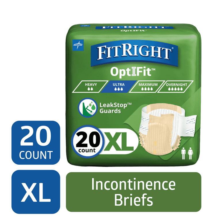 FitRight Adult Incontinence Briefs, Diapers with Tabs, Ultra