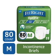 FitRight Adult Incontinence Briefs, Diapers with Tabs, Ultra Absorbent, Medium, 32in to 44in, 80 Count