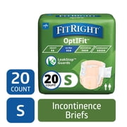 FitRight Adult Incontinence Briefs, Diapers with Tabs, Ultra Absorbent, Small, 20in to 32in, 20 Count