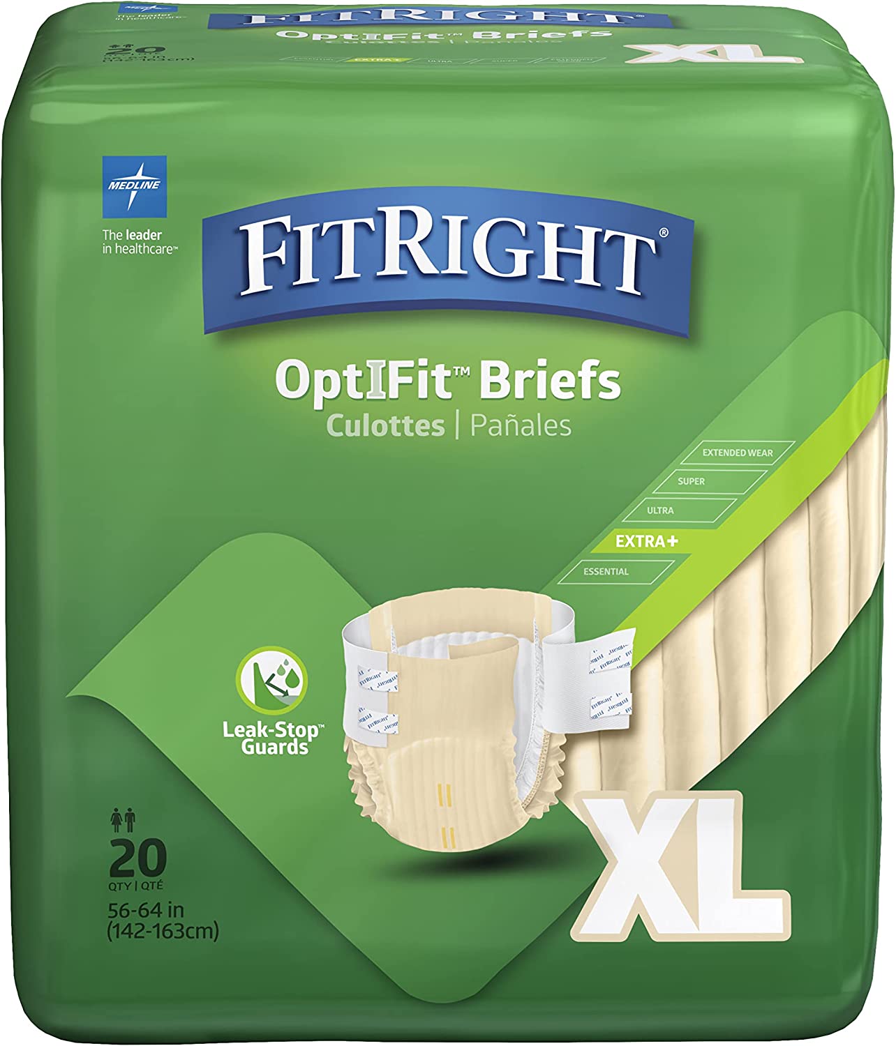 FitRight OptiFit Extra+ Adult Diapers with leak stop guards, Disposable
