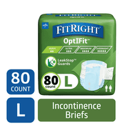 FitRight Adult Incontinence Briefs, Diapers with Tabs, Leak Stop Guards, Heavy Absorbency, Large, 48in to 58in, 80 Count