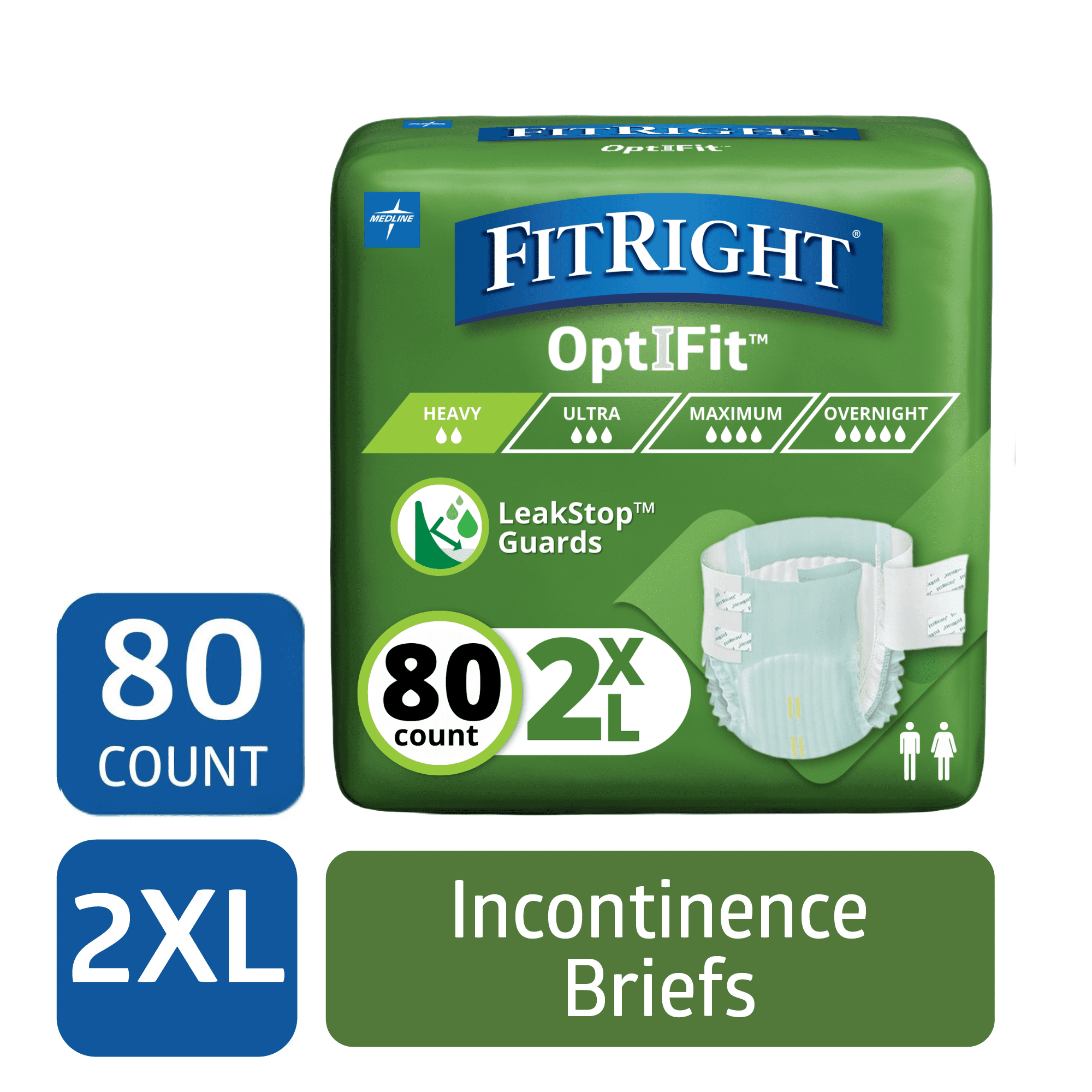 FitRight Adult Incontinence Briefs, Diapers with Tabs, Leak Stop