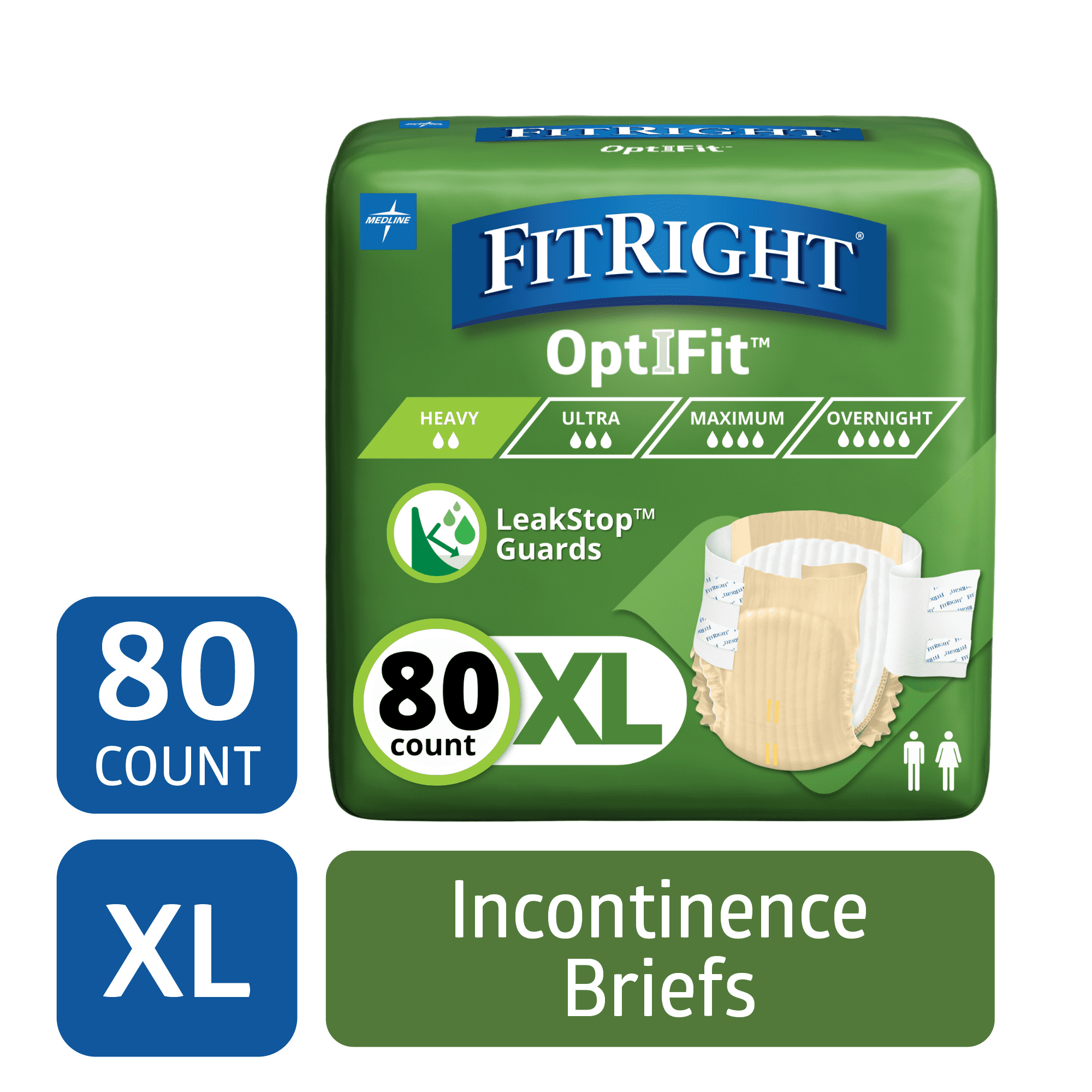 FitRight Adult Incontinence Briefs, Diapers with Tabs, Leak Stop