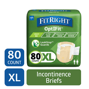 FitRight Adult Incontinence Briefs, Diapers with Tabs, Leak Stop Guards, Heavy Absorbency, XL, 57in to 66in, 80 Count
