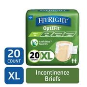 FitRight OptiFit Extra+ Briefs, with Leak Stop Guards, Adult Disposable Briefs with Tabs, X-Large, 56 - 64, 20 Count